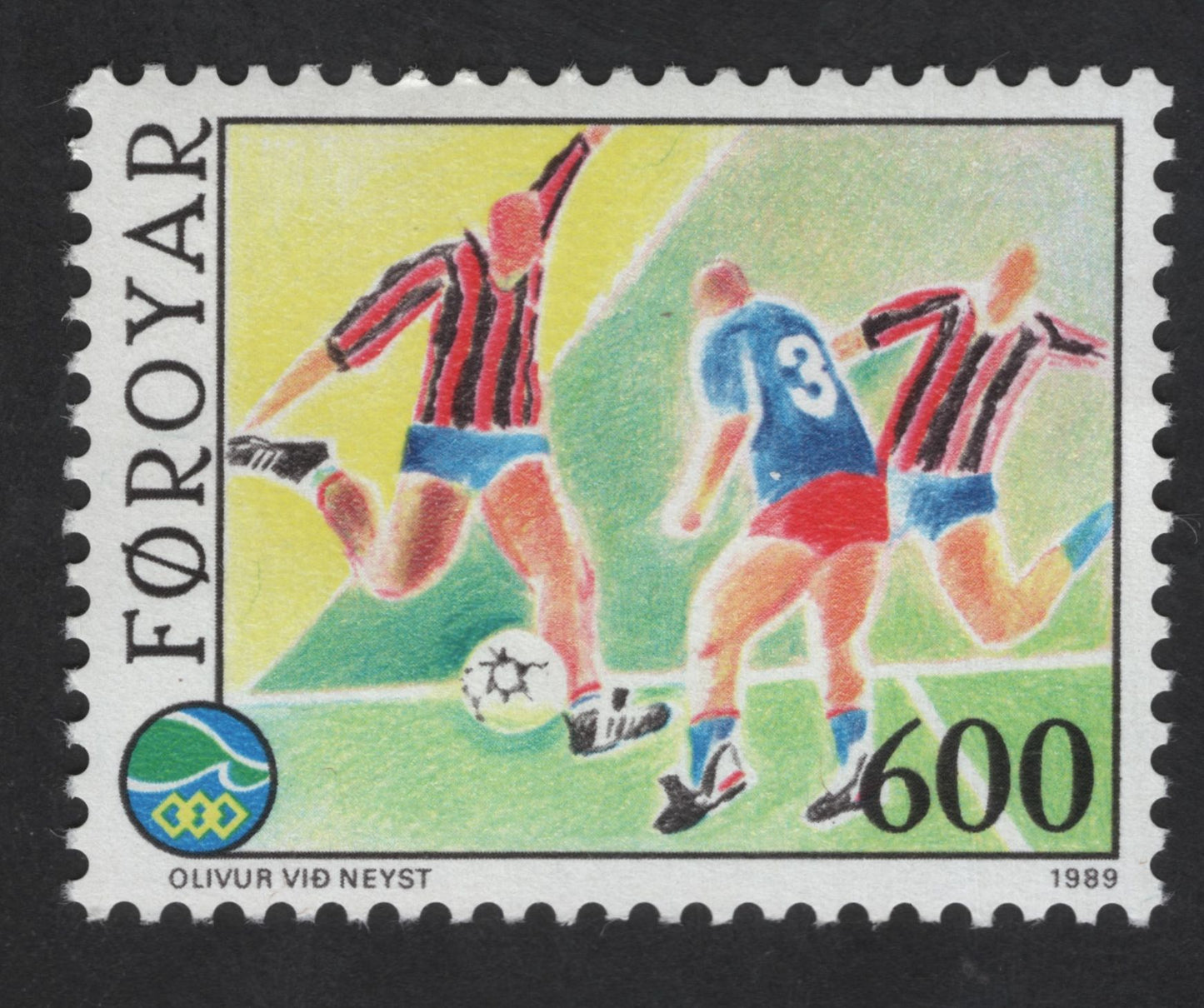 SCG13745 - Faroe Islands 600 Øre Football Stamp (1989)
