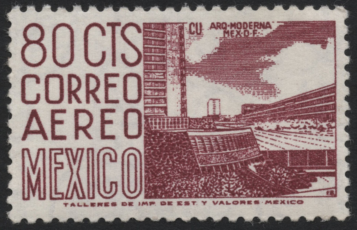 SCG7623 - Mexico 1954 “Modern Architecture” Airmail Stamp (80 Centavos)