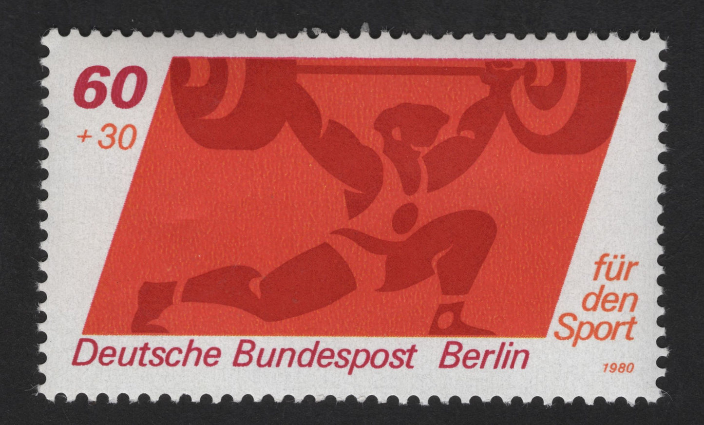 SCG13644 - Germany (Berlin) 1980 – “Für den Sport” Weightlifting Semi-Postal Stamp (60+30 Pf)