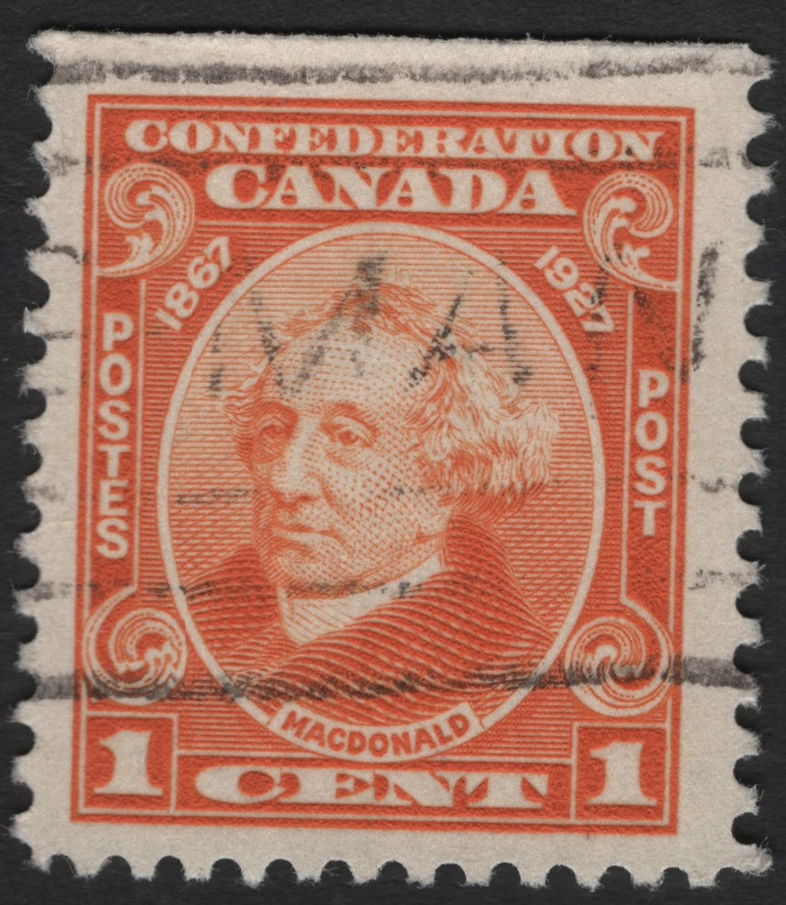 SCG8854 - Canada 1927 Confederation 1¢ – Sir John A. Macdonald (Orange)