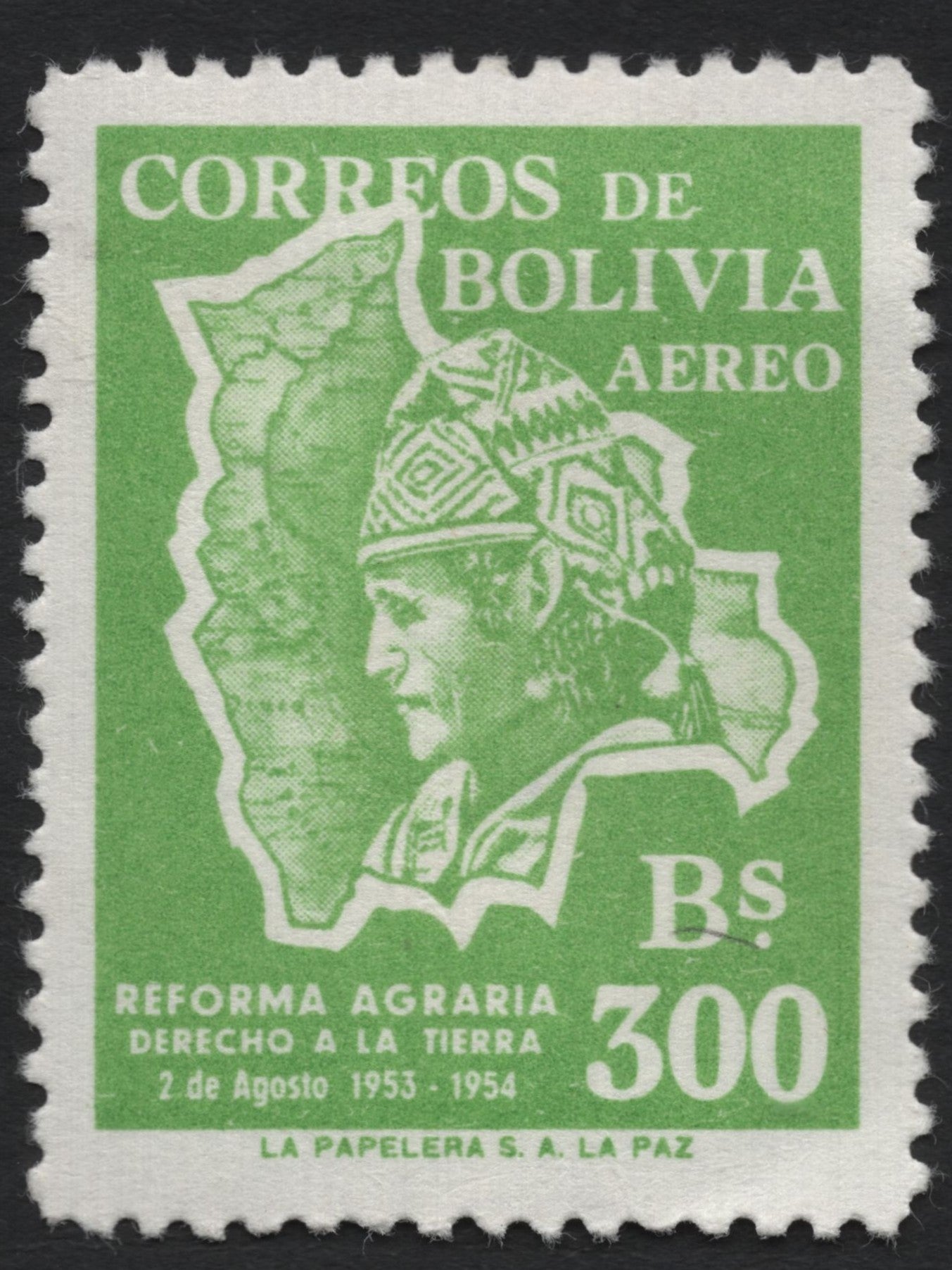 SCG7644 - Bolivia 1954 – Agrarian Reform Airmail Issue (Bs 300)