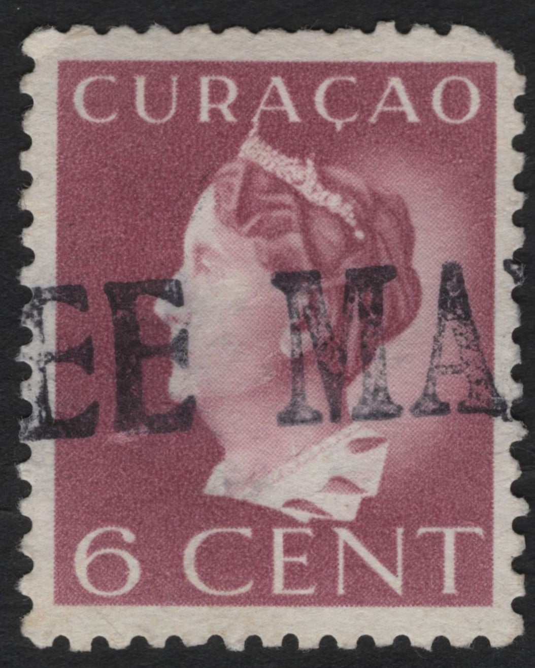 SCG8856 - Curaçao – 6 Cent Carmine-Rose Overprint (Queen Wilhelmina), ca. 1940s