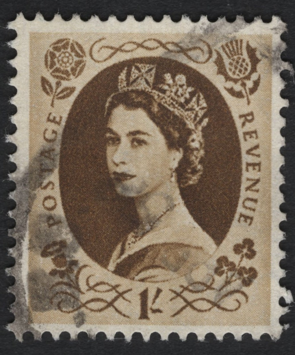 SCG8823 - UK 1950s Queen Elizabeth II “Wilding” 1 Shilling Brown Definitive
