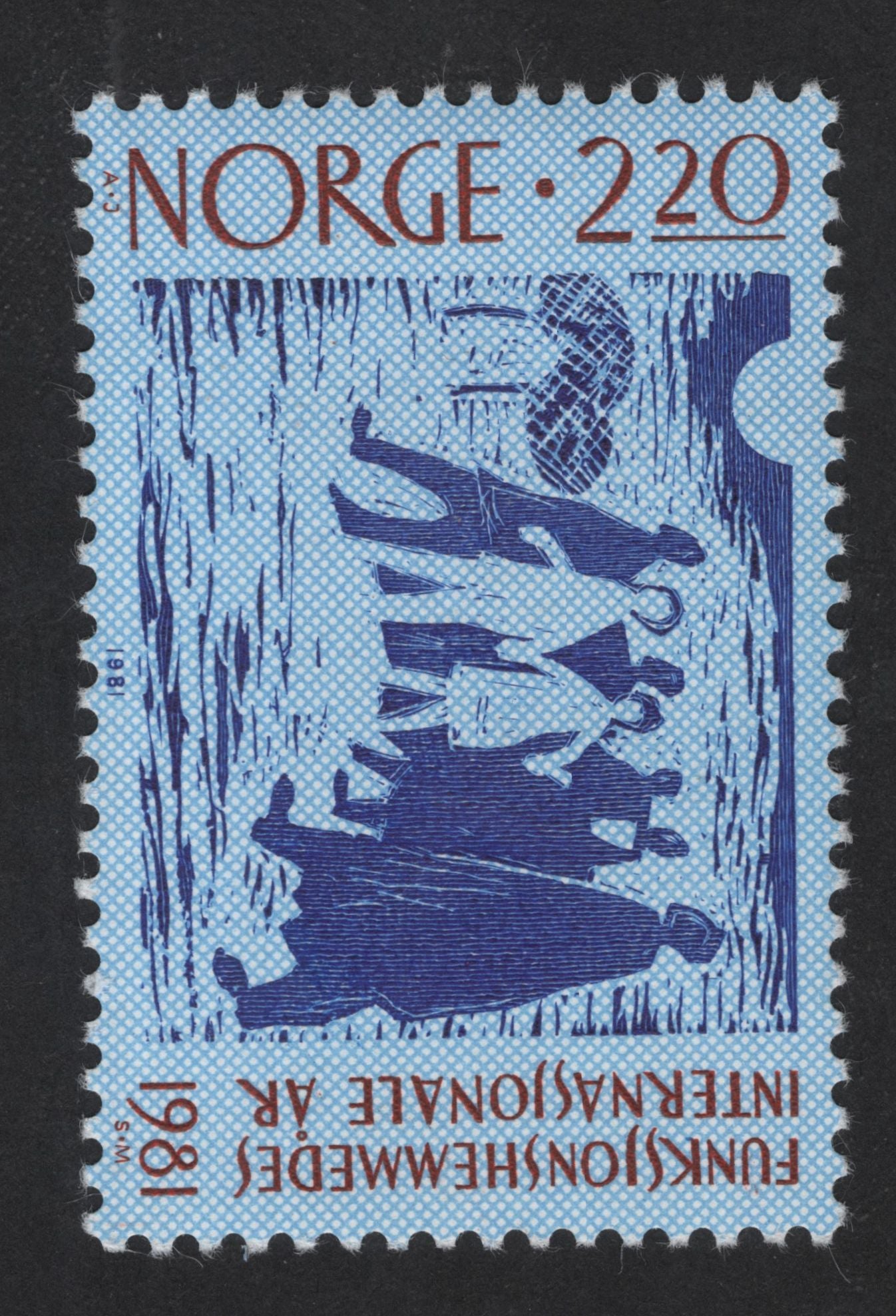 SCG13634 - Norway 1981 – International Year of Disabled Persons Stamp (2.20 Kr)