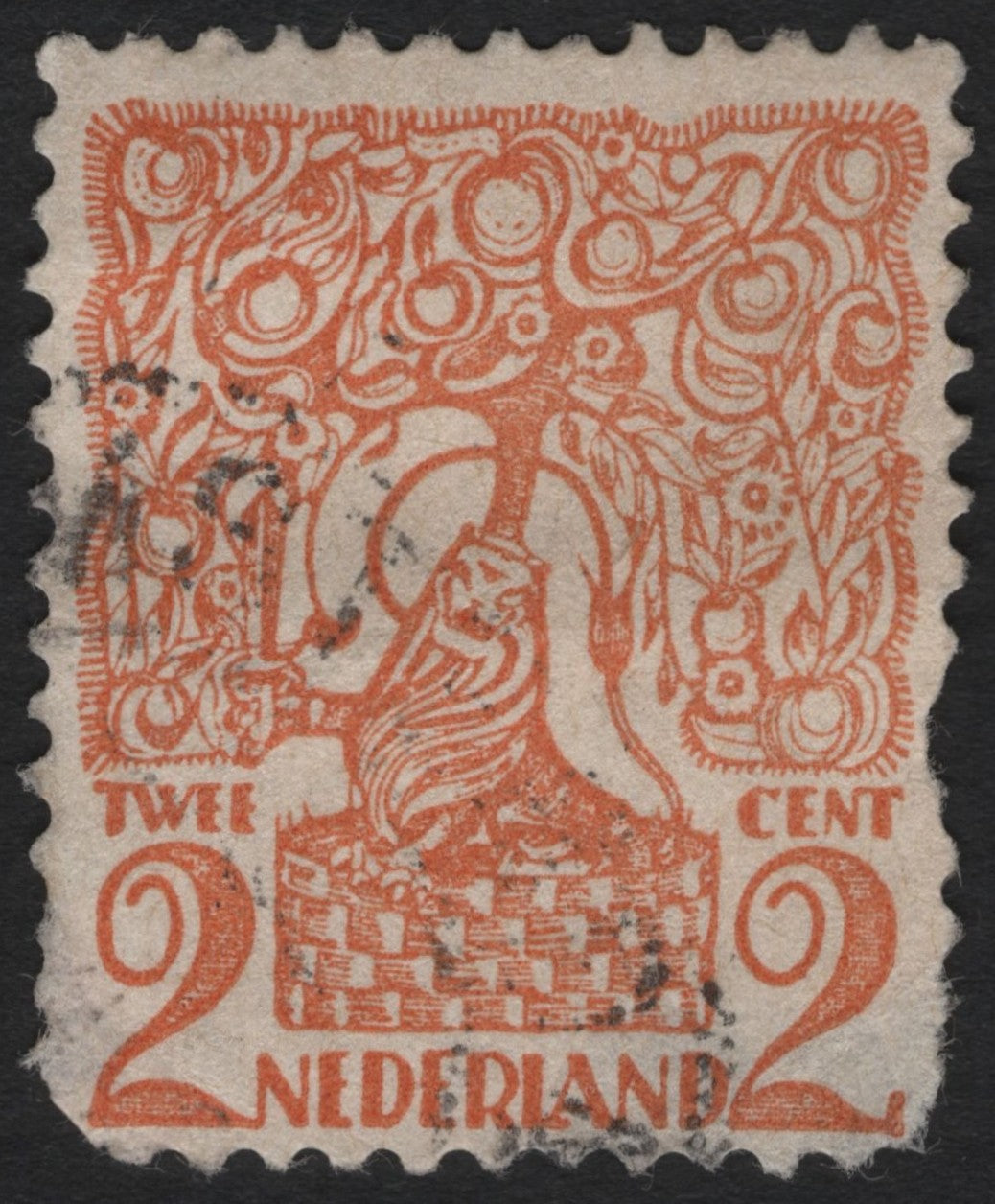 SCG8826 - Netherlands 1913 Gelderland Girl with Fruit Tree – 2 Cent (Organised Charity Issue)