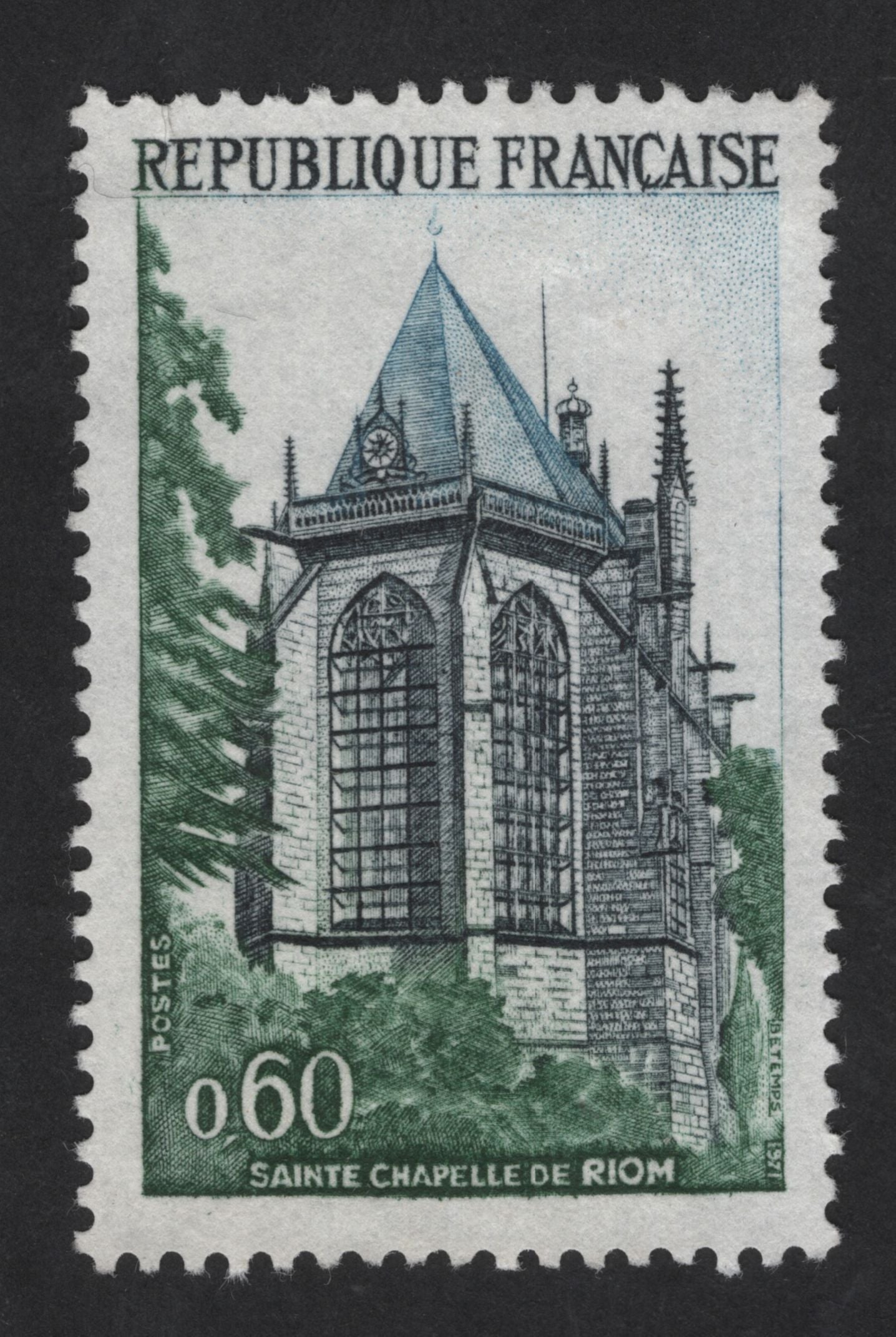SCG13635 - France 0.60F Sainte-Chapelle de Riom Architectural Stamp