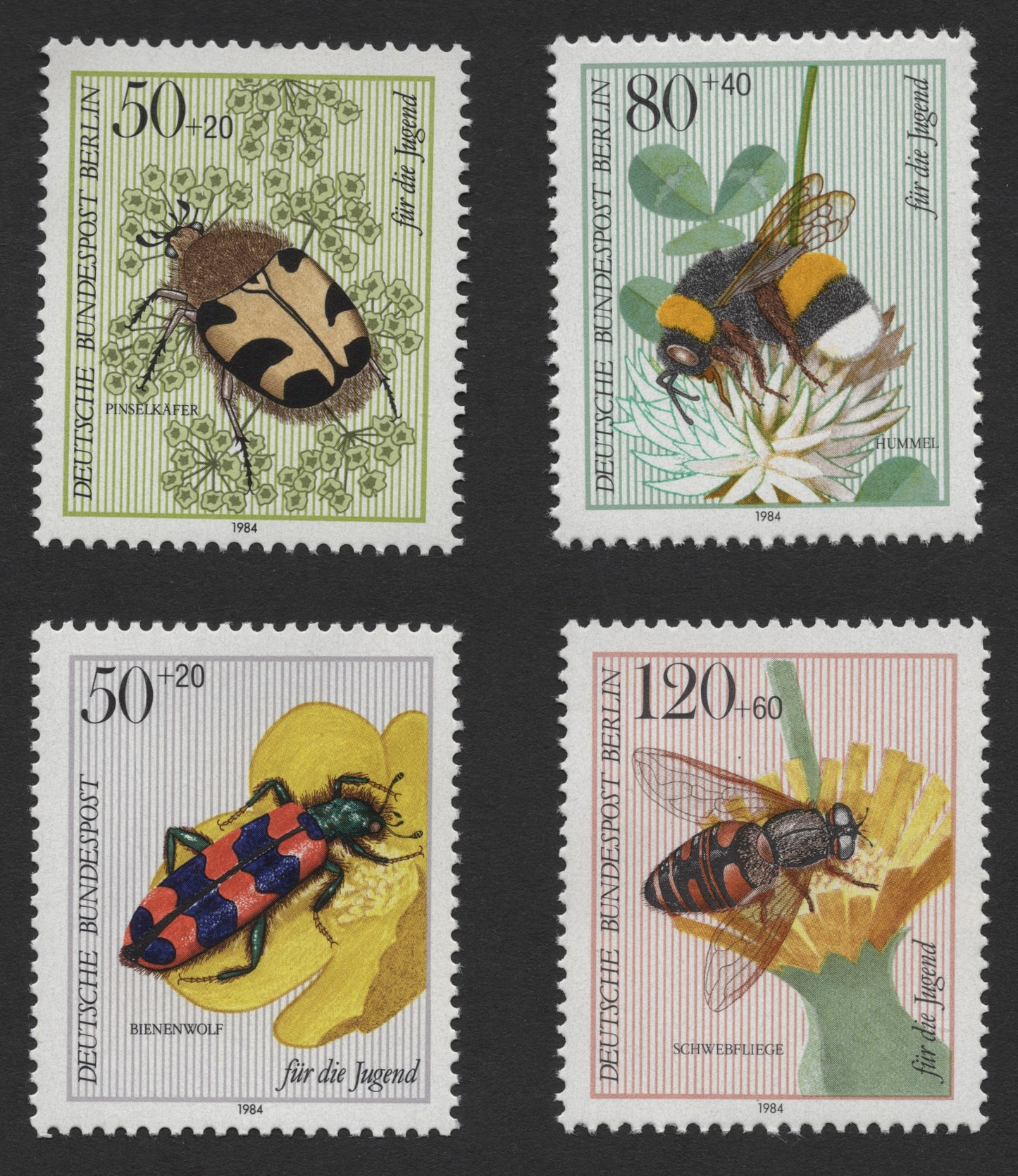SCG346 - Germany (Berlin) 1984 Insects – “Für die Jugend” Complete Set of 4 (MNH)