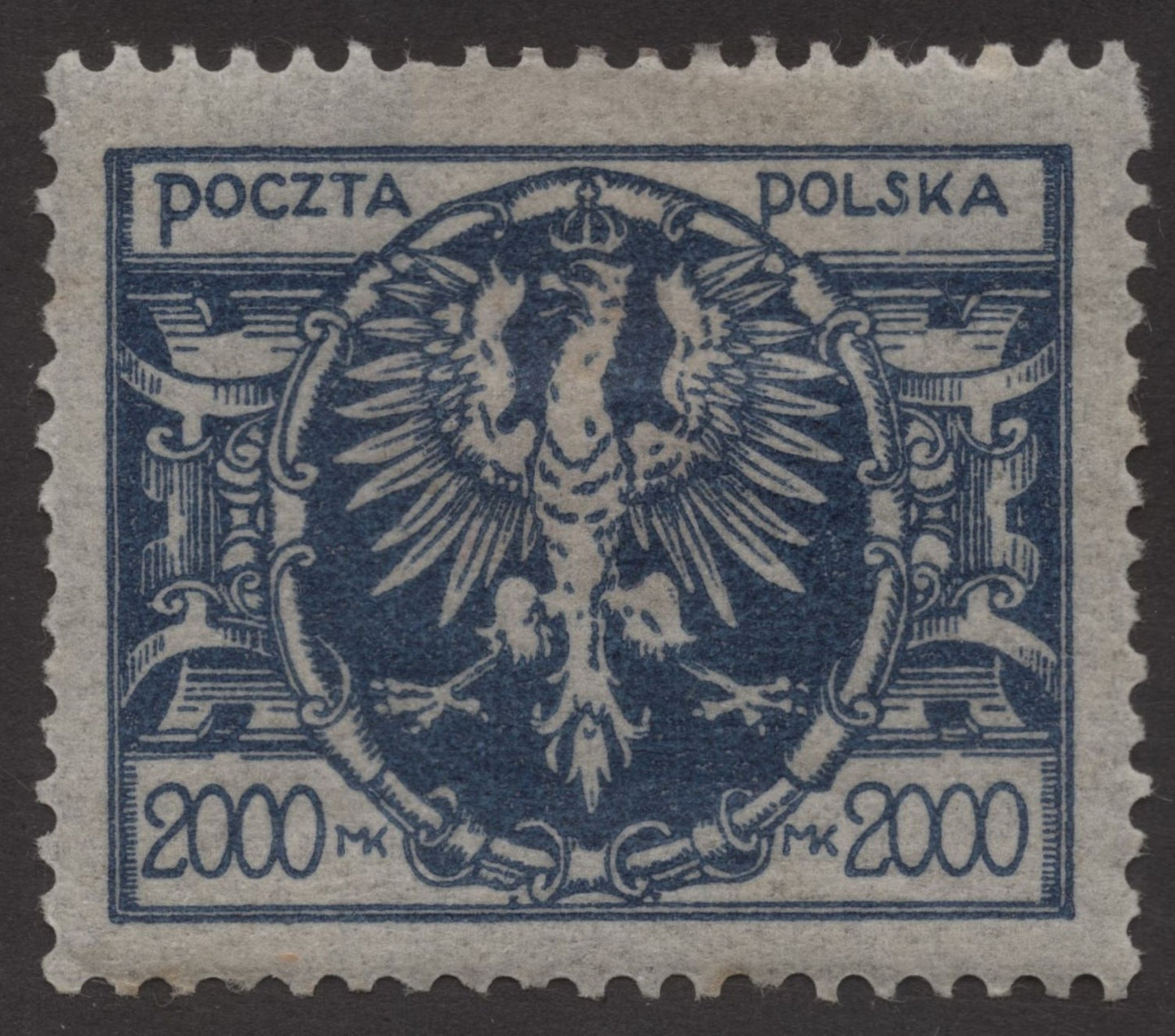 SCG199 Poland 2000 Mk Blue Stamp – Crowned White Eagle Design