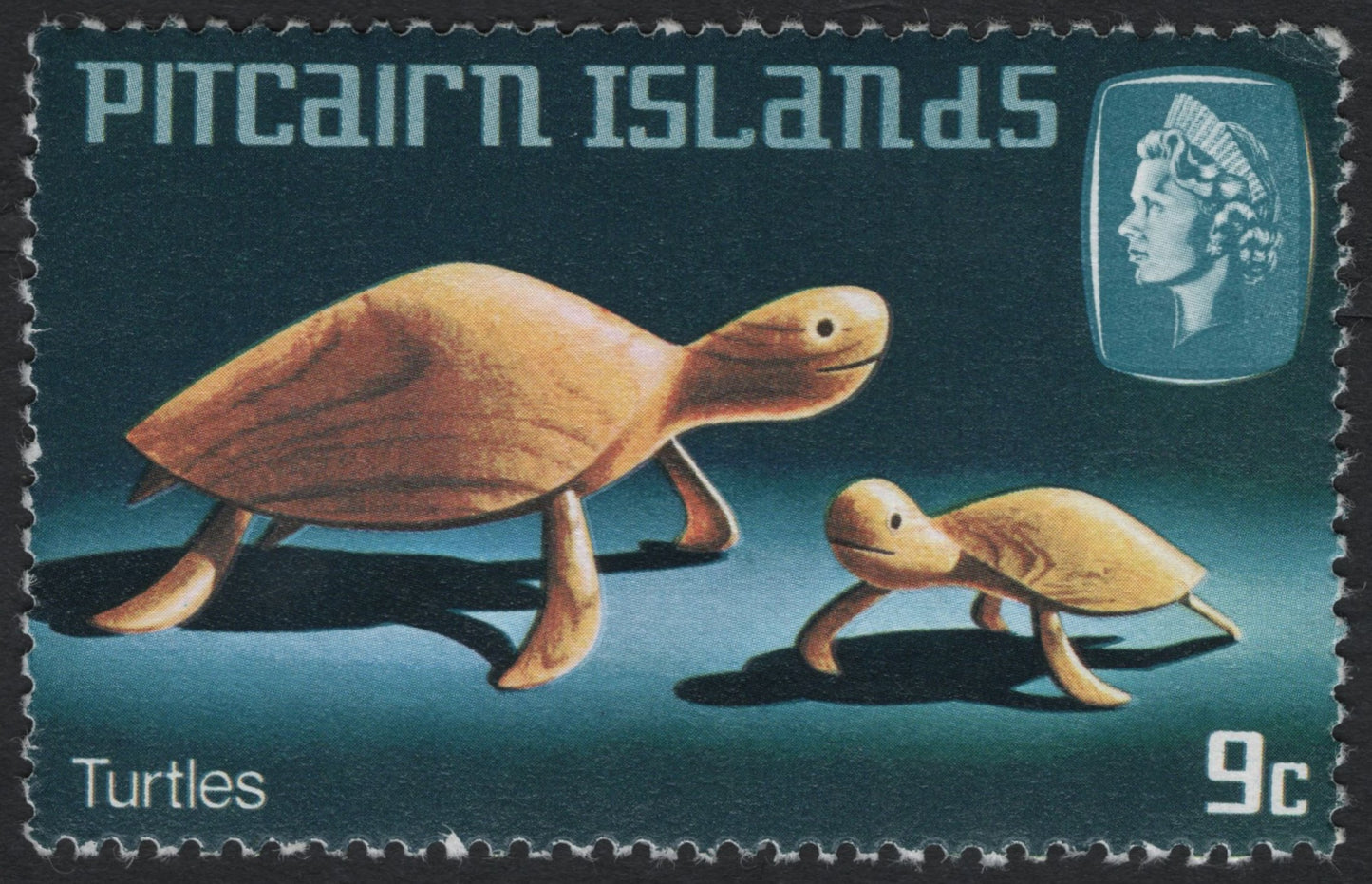 SCG7469 - Pitcairn Islands – Wooden Turtles (9c, c.1970s)