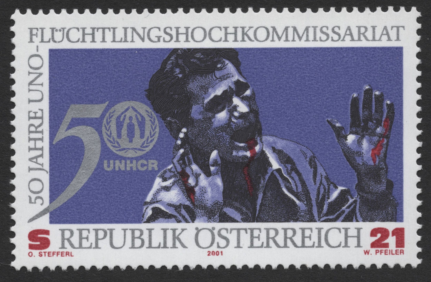 SCG414 - Austria 2001 - UNHCR 50th Anniversary – Refugee Crisis Commemorative Stamp