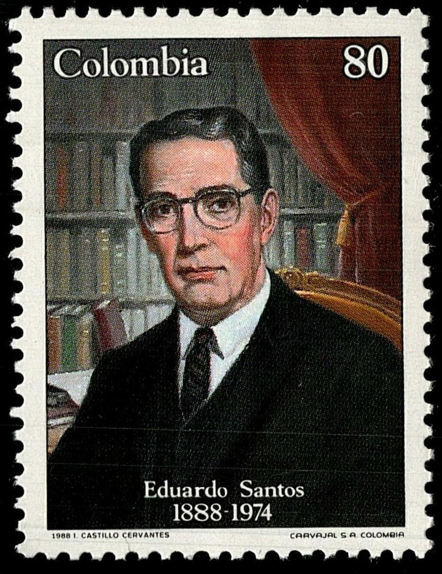 SCG795 - Colombia Eduardo Santos 80¢ Commemorative Stamp