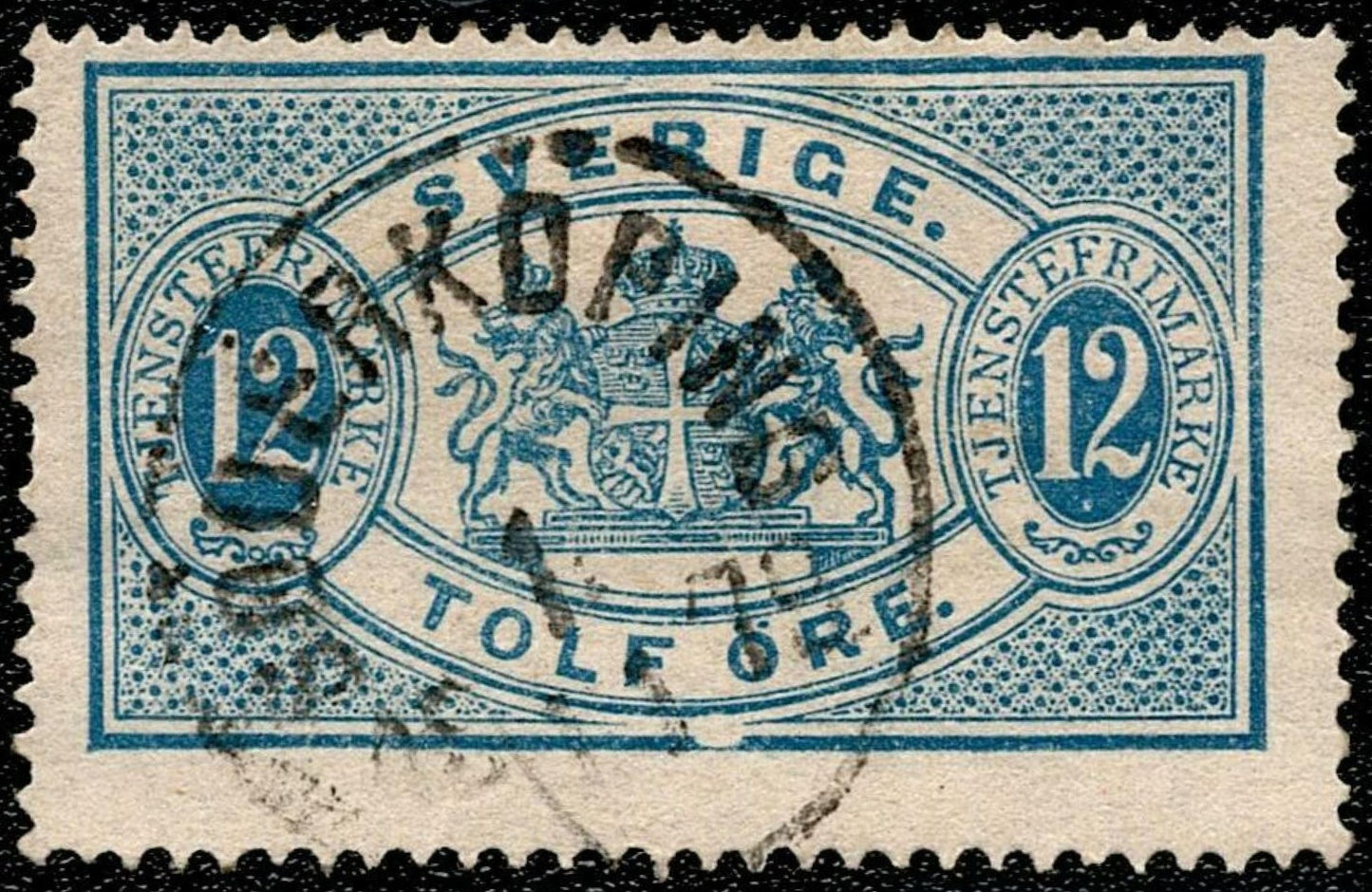SCG705 - Vintage Sweden 12 Öre Official Government Stamp