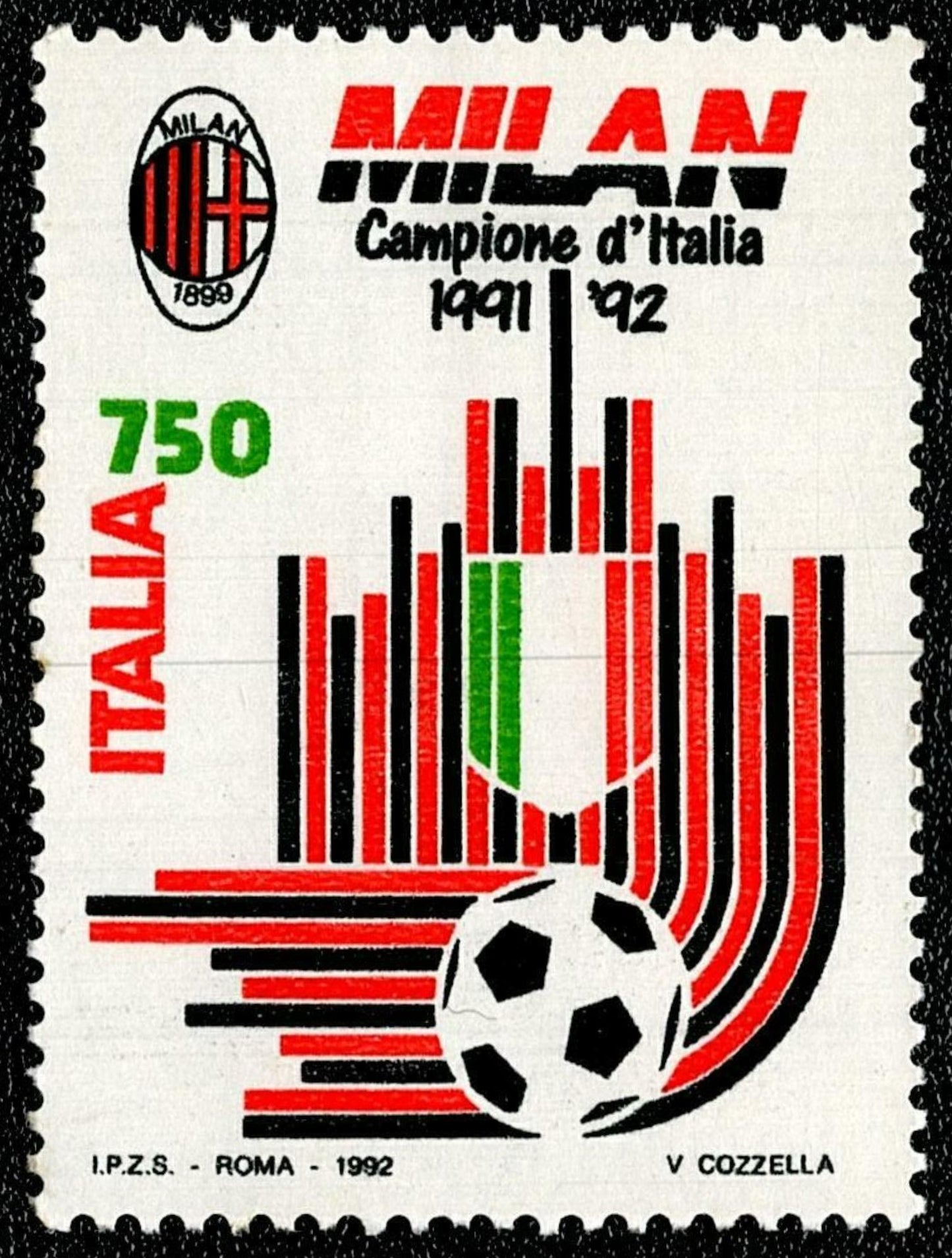 SCG796 - Italy 1992 AC Milan Serie A Champions Stamp