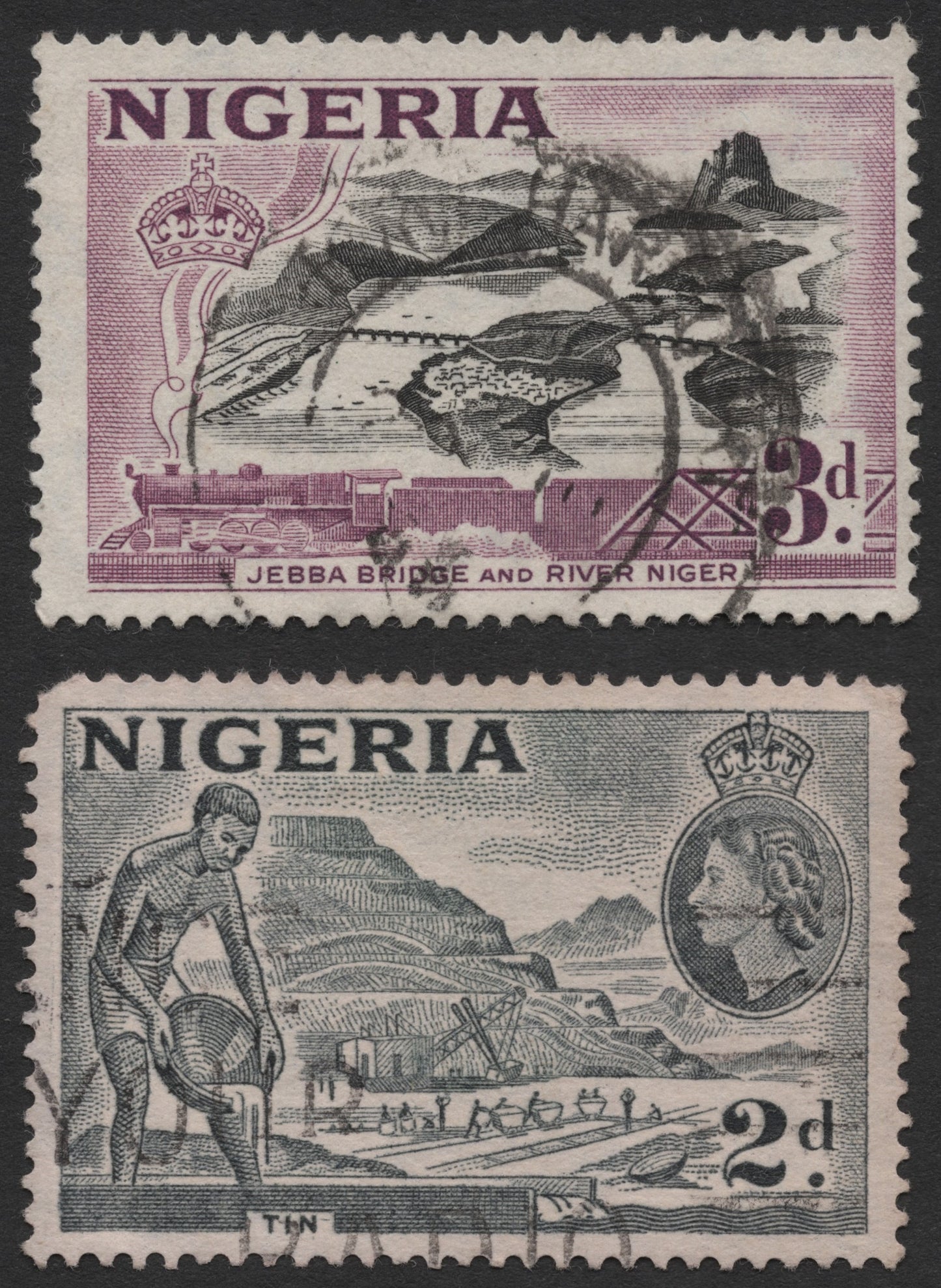 SCG720 - Nigeria Jebba Bridge & Tin Mining Stamp Pair (Used)