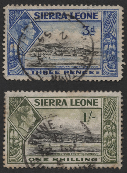 SCG712 - Sierra Leone Freetown from Harbour Set – 3d & 1/- King George VI (Used)