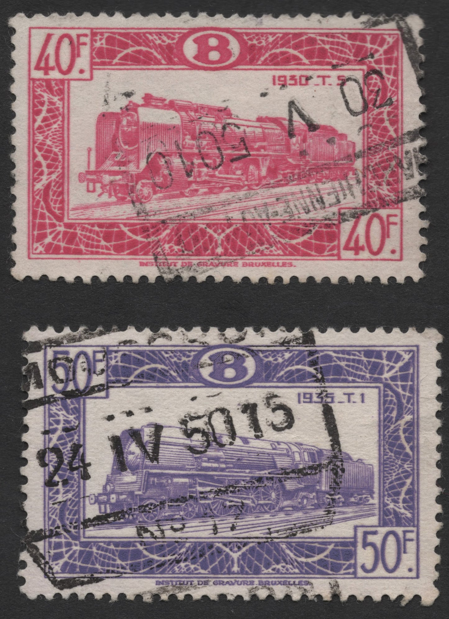 SCG713 - Belgium Railway Locomotive Stamps – 40F & 50F Series (Used)