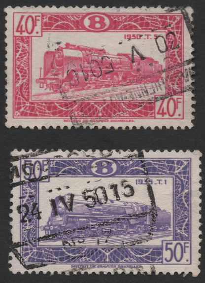 SCG713 - Belgium Railway Locomotive Stamps – 40F & 50F Series (Used)