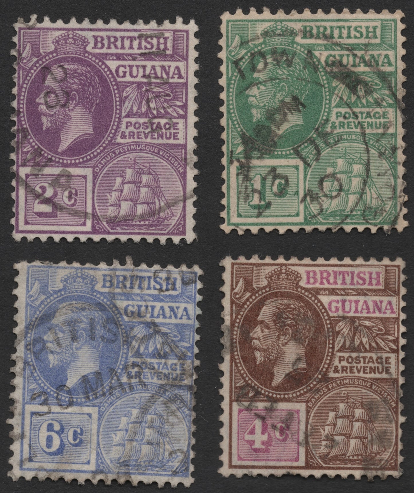 SCG714 - British Guiana King George V Ship Series Stamp Set (Used)