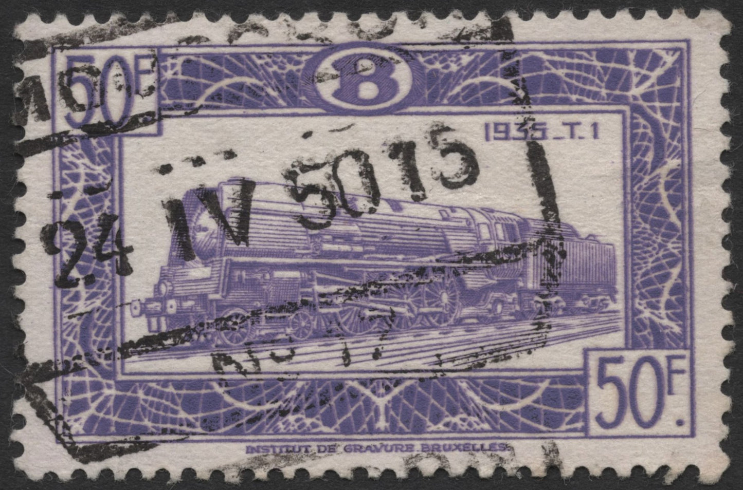 SCG713 - Belgium Railway Locomotive Stamps – 40F & 50F Series (Used)
