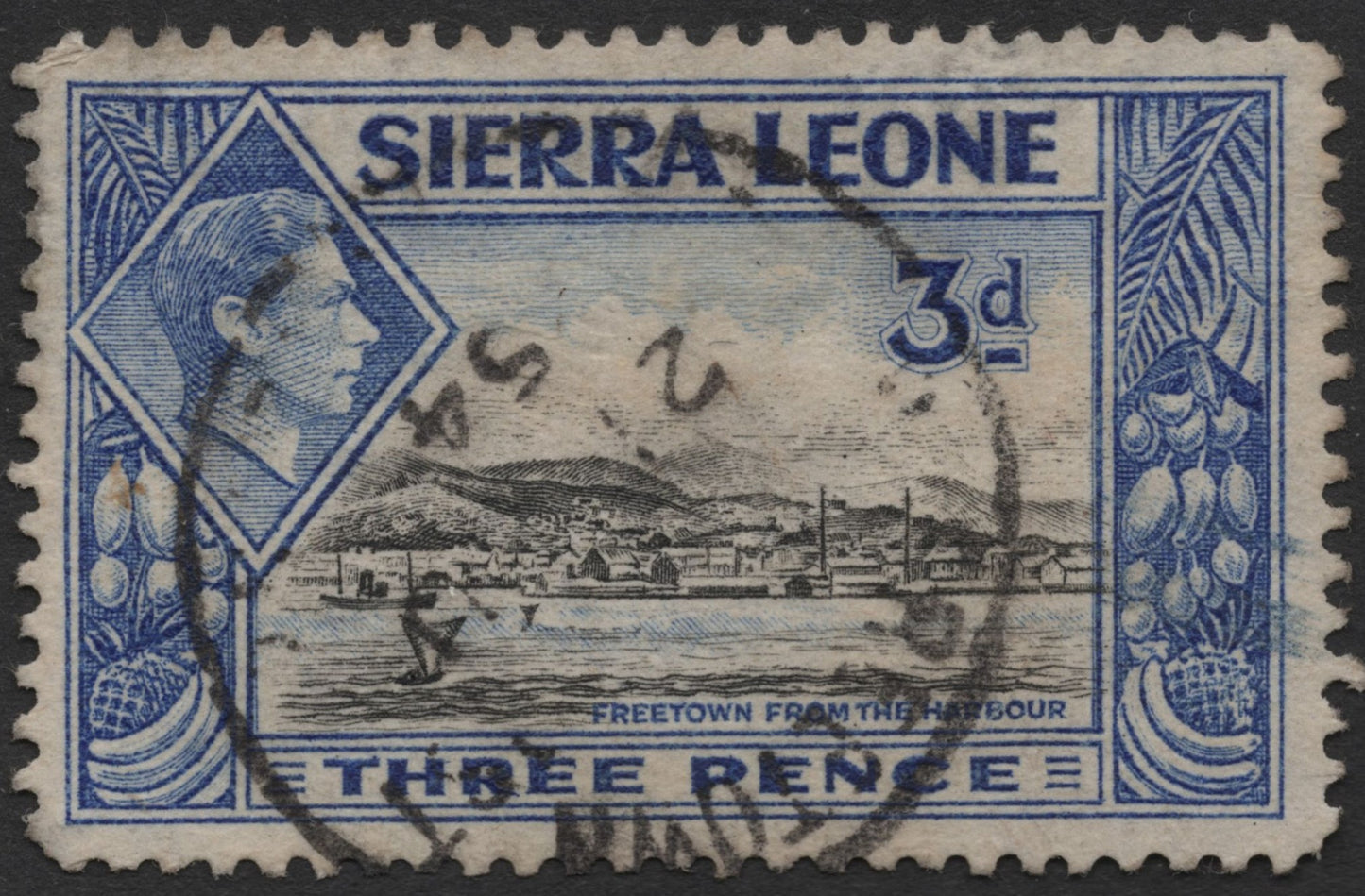 SCG712 - Sierra Leone Freetown from Harbour Set – 3d & 1/- King George VI (Used)