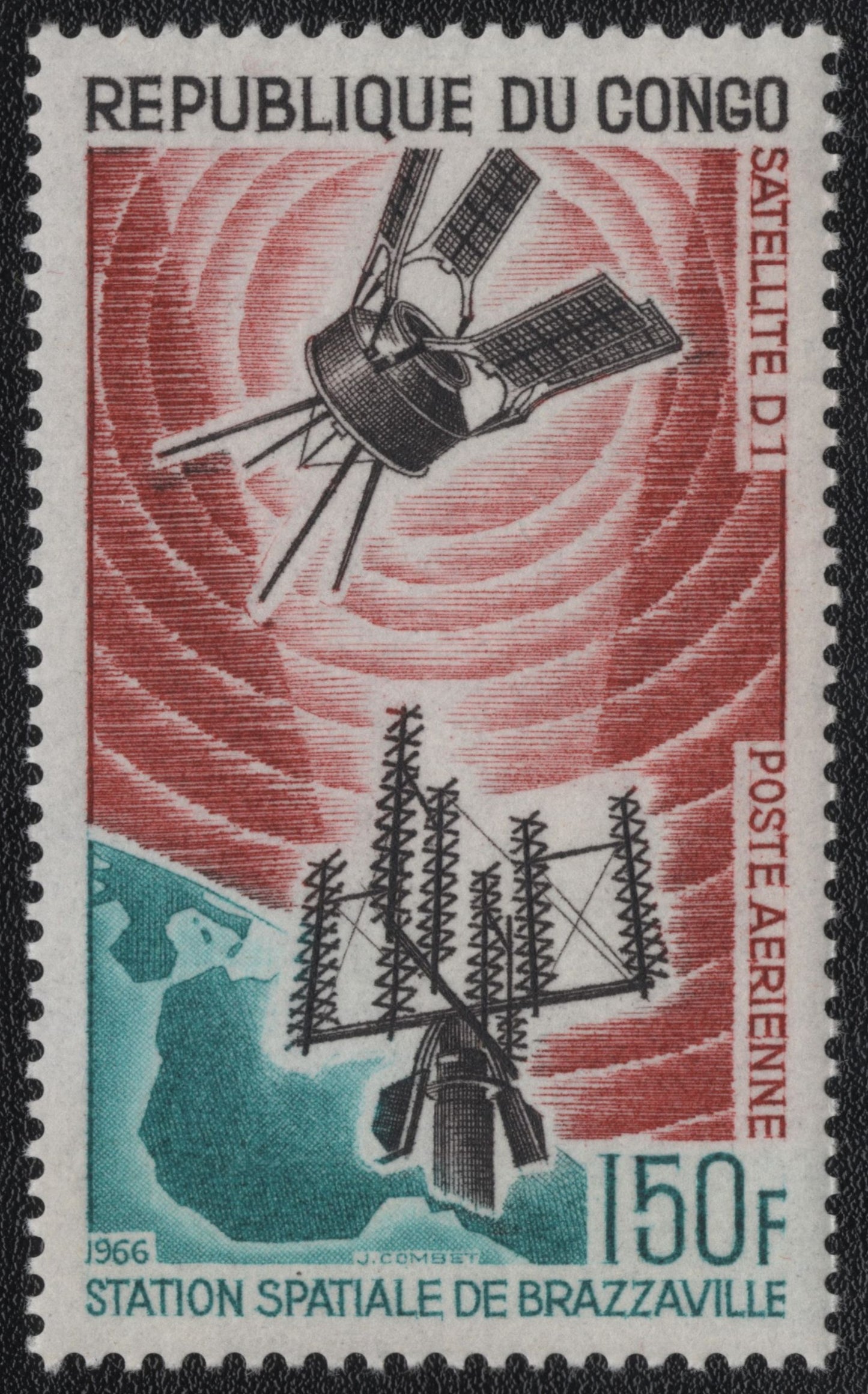SCG877 - Congo 1966 – Brazzaville Space Station & Satellite D1 Airmail Stamp