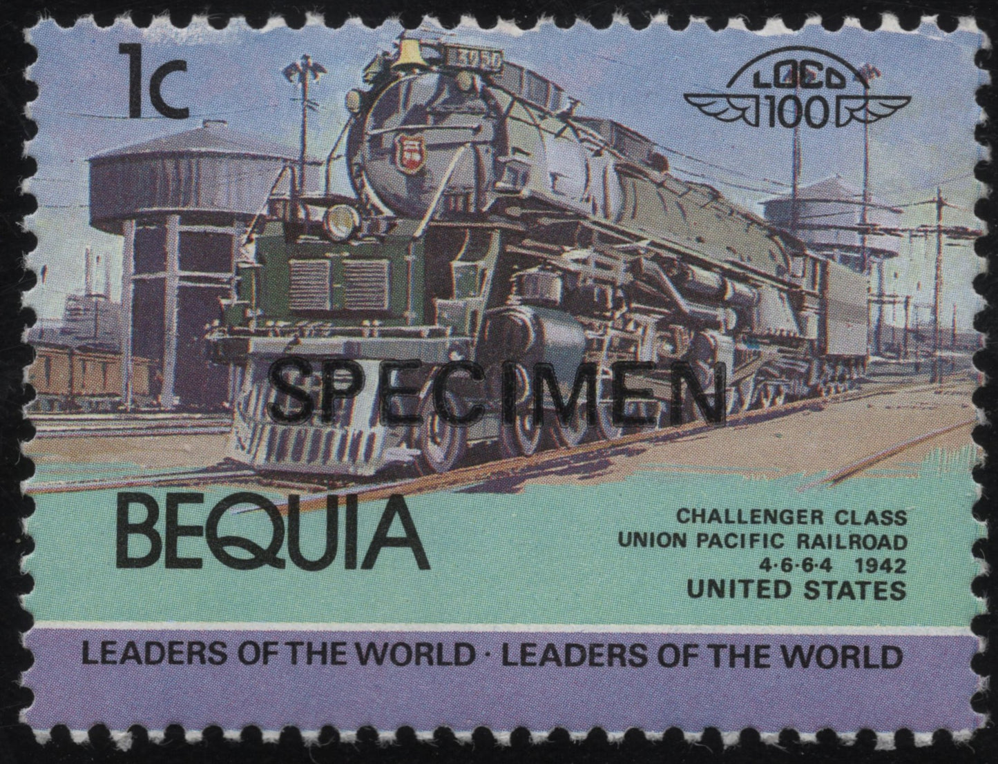 SCG853 - Bequia Challenger Class Union Pacific Railroad Locomotive Stamp