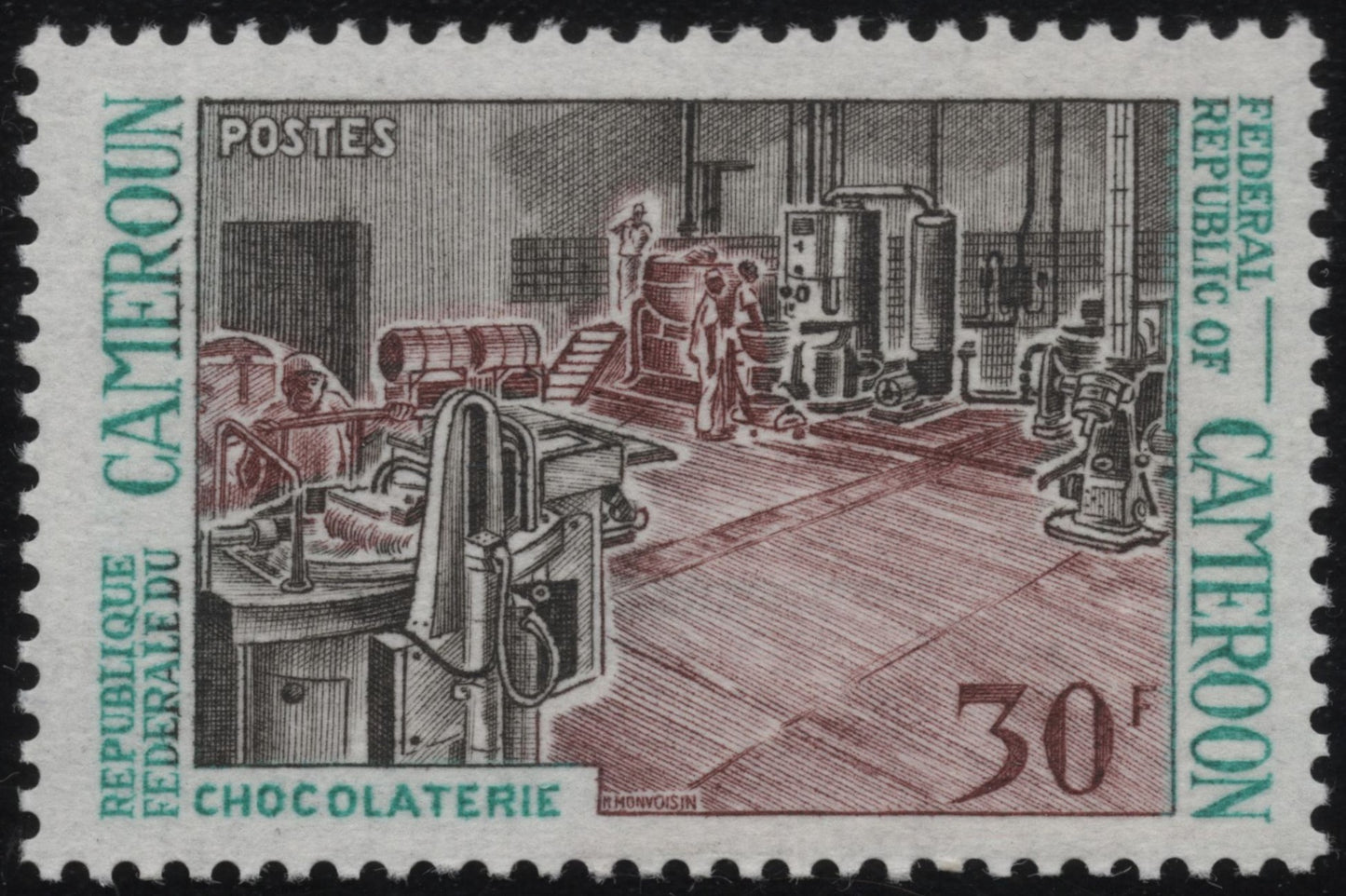 SCG891 - Cameroon 30F Stamp – Chocolate Factory (Chocolaterie)