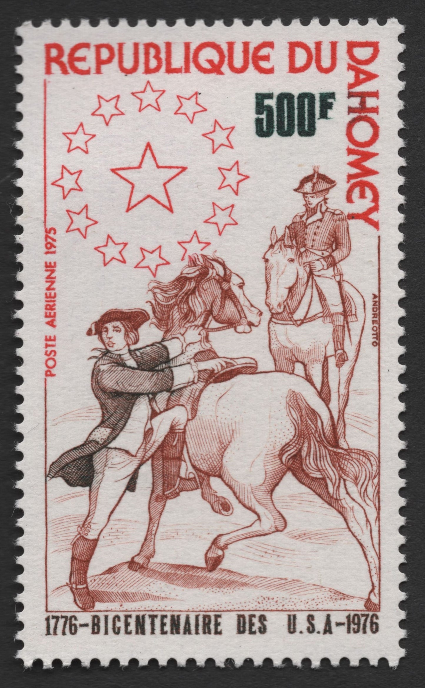 SCG939 - Dahomey 1975 U.S. Bicentennial Airmail Stamps – Revolutionary War Scenes