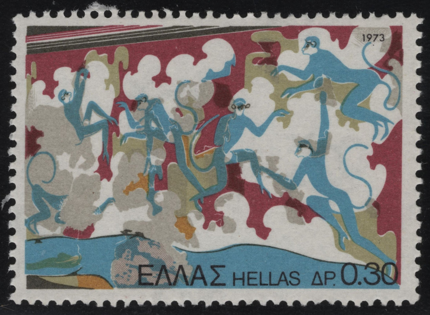 SCG1029 - 1973 Greece – Blue Monkeys Fresco, Akrotiri