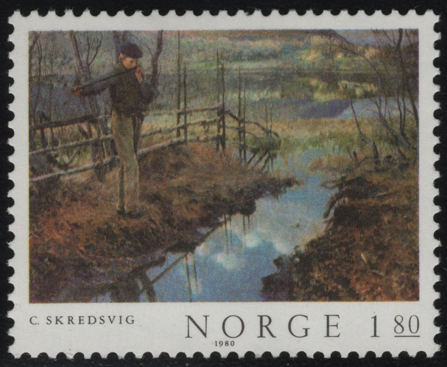 SCG1031 - 1980 Norway – Boy Playing Flute by Christian Skredsvig