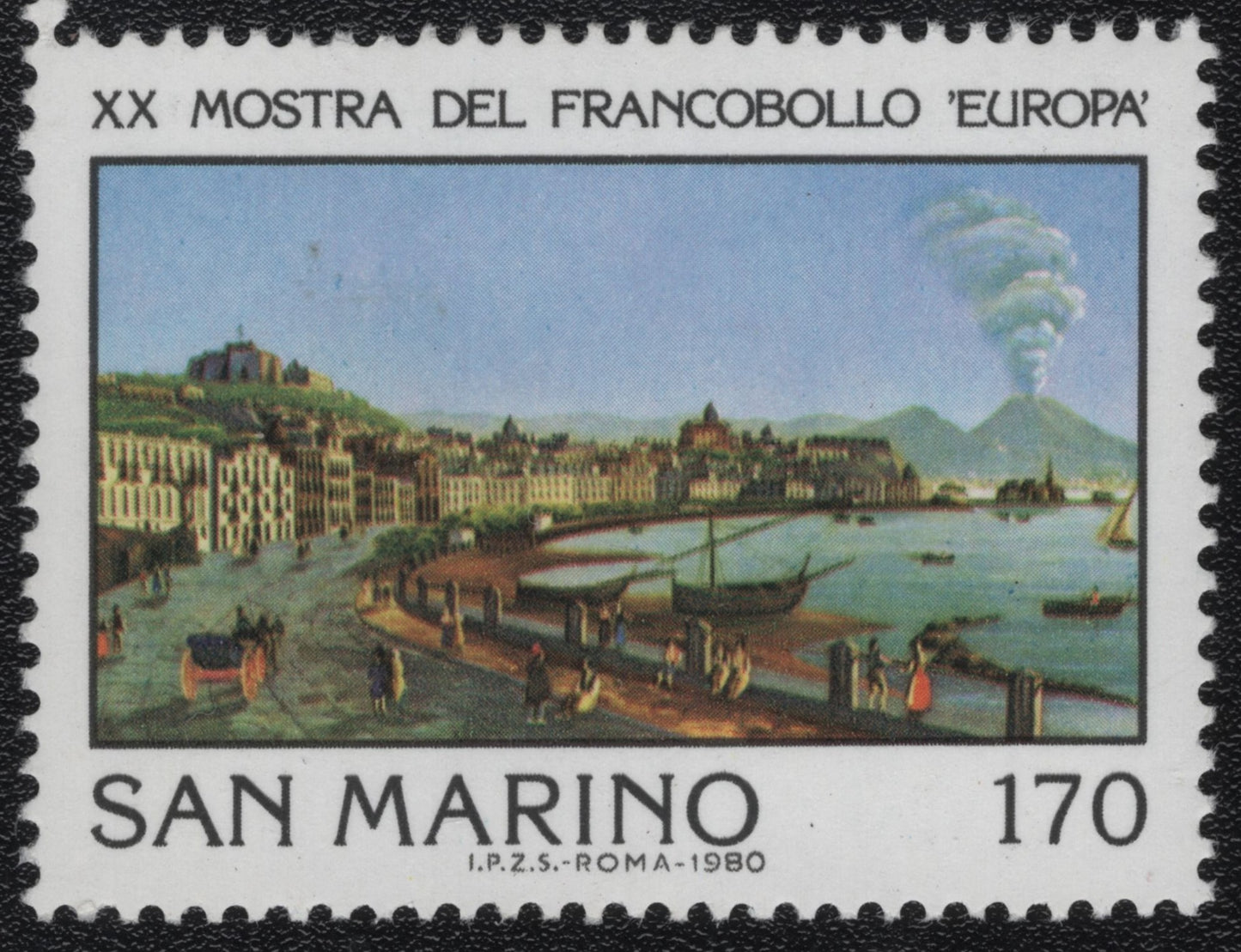 SCG997 - 1980 Europa Stamp Exhibition – Coastal View with Vesuvius
