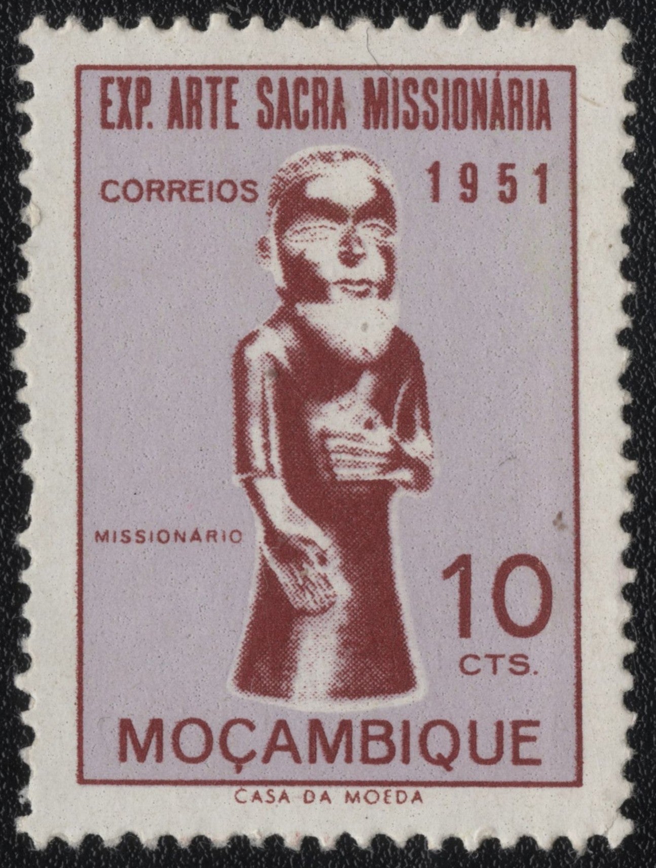 SCG987 - 1951 Mozambique – Sacred Missionary Art Exhibition Stamp (Missionary Figurine)