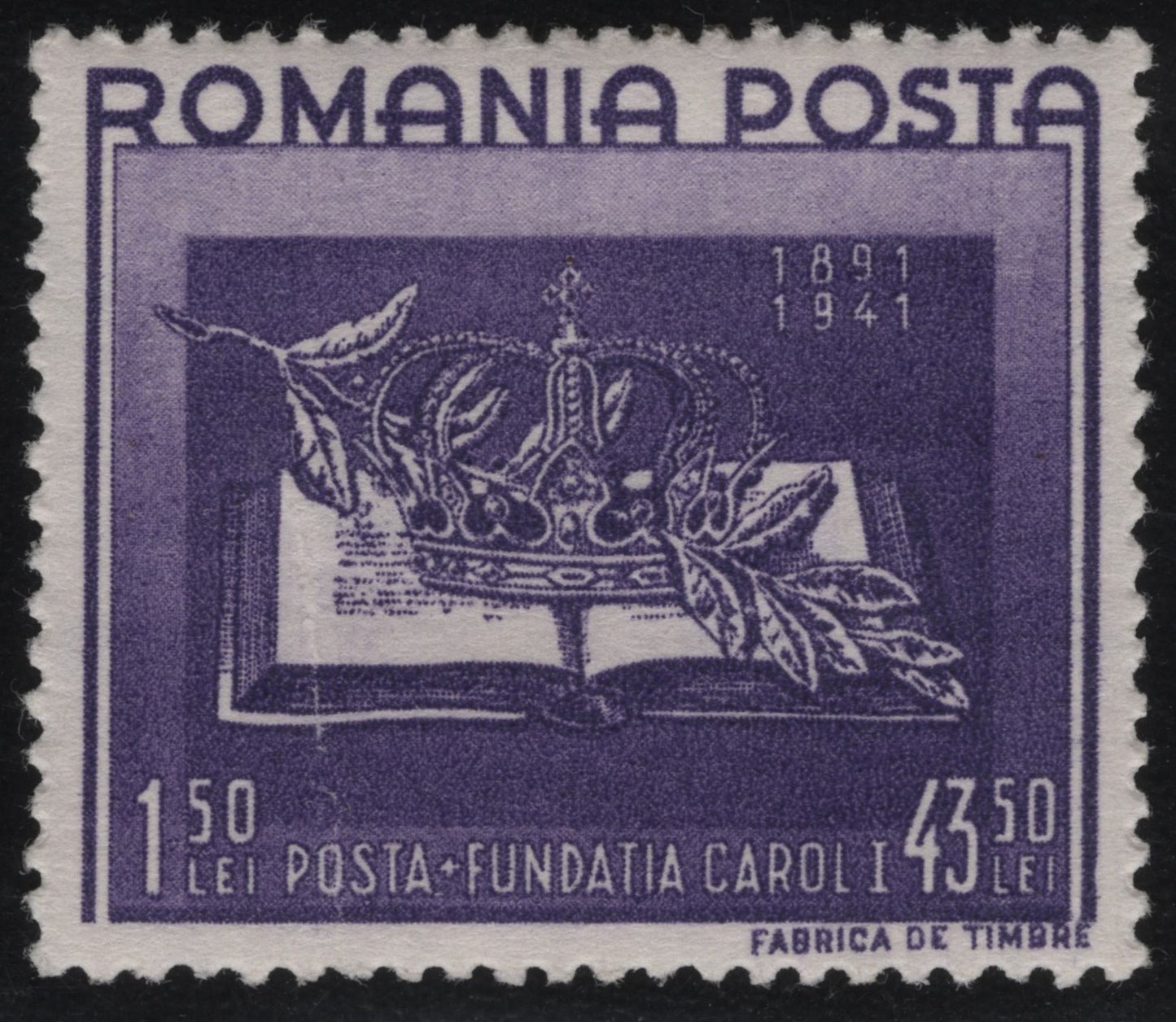 SCG963 - 1941 Romania Stamp – 50 Years of Carol I Foundation
