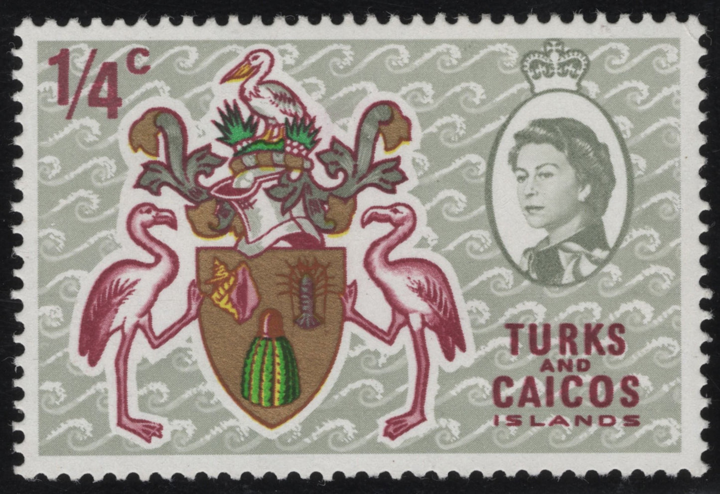 SCG965 - Turks and Caicos ¼ Cent Stamp – Coat of Arms & Queen Elizabeth II