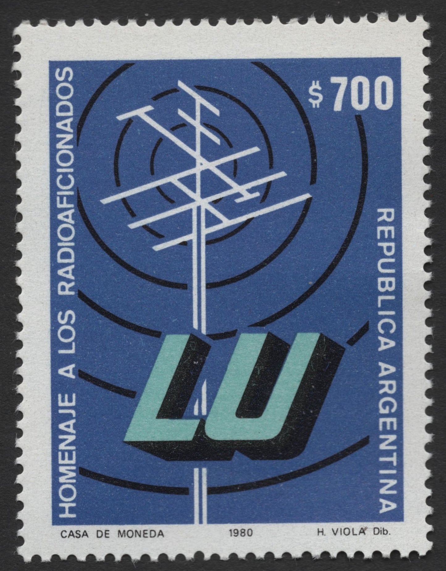 SCG977 - 1980 Argentina Stamp – Tribute to Radio Amateurs (LU)
