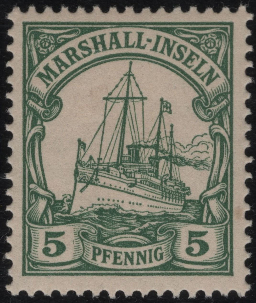 SCG1134 - Marshall Islands 5 Pfennig Ship Stamp – German Colonial Period