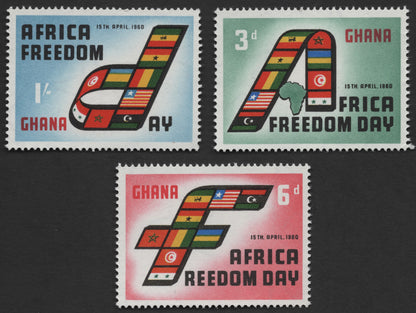 SCG1158 - Ghana 1960 Africa Freedom Day Stamp Set – Pan-African Flags