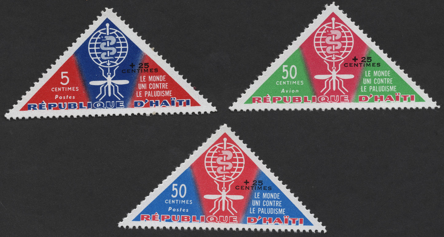 SCG1168 - Haiti – Triangular Anti-Malaria Semi-Postal Stamps (Colorful Variant Set)