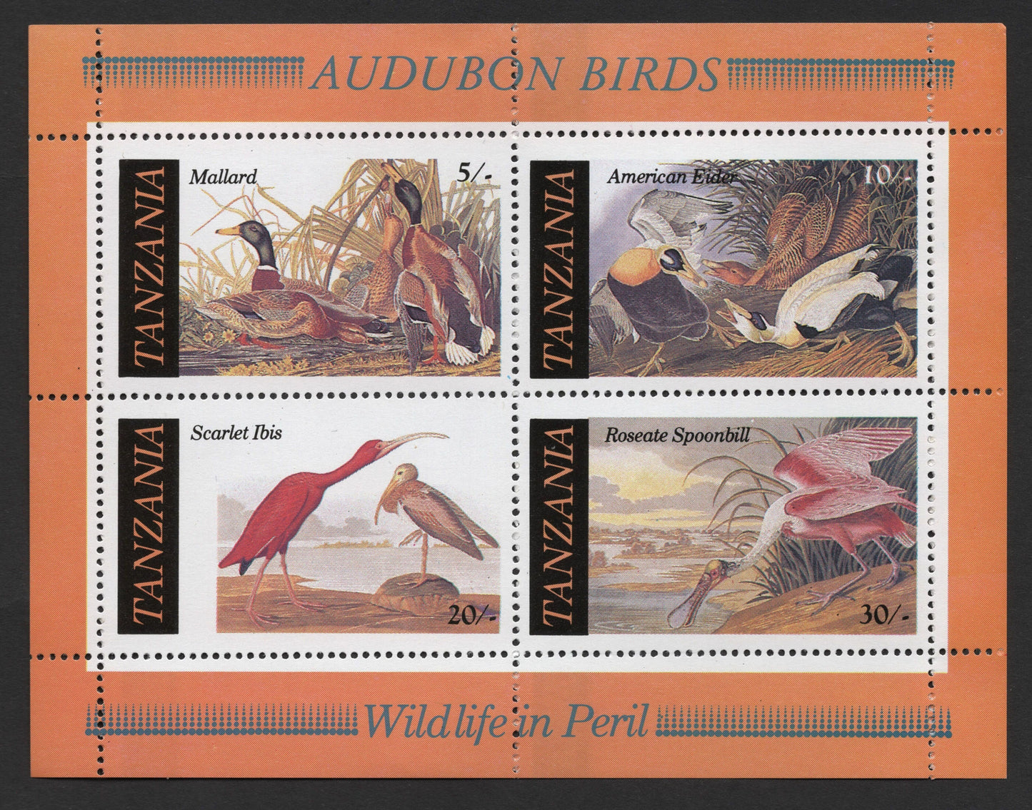 SCG1436 - Tanzania "Audubon Birds – Wildlife in Peril" Miniature Sheet