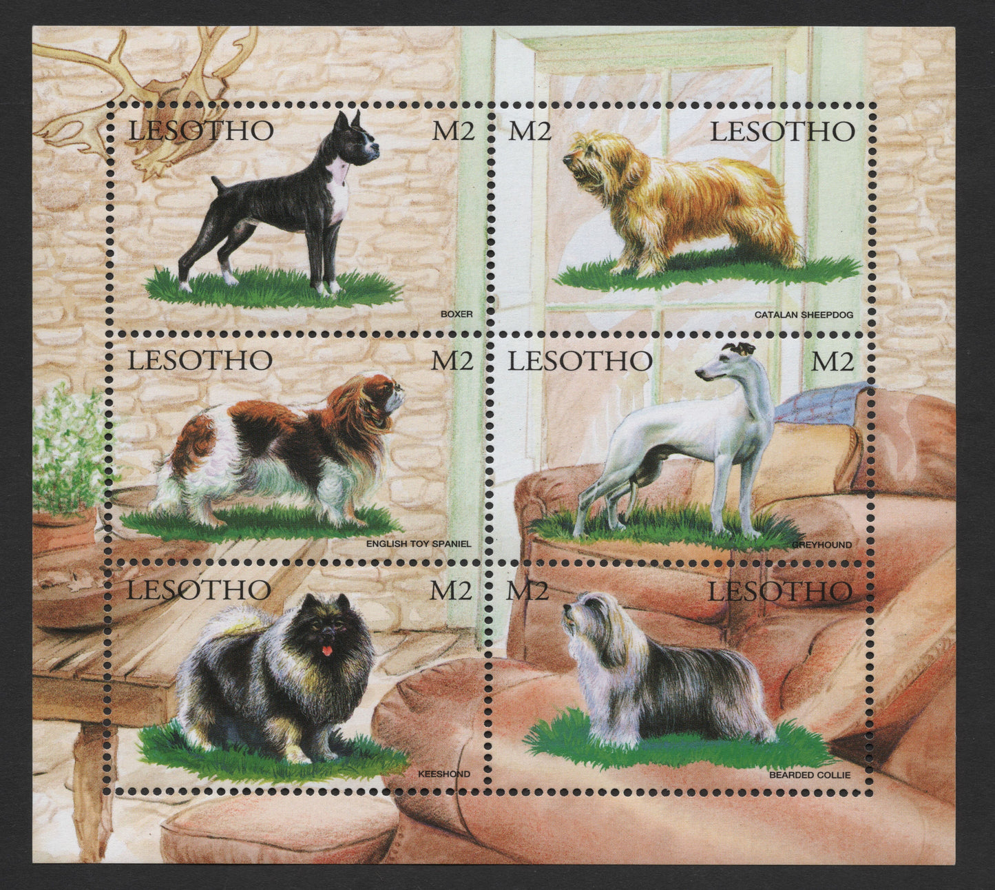 SCG1437 - Lesotho "Domestic Dog Breeds" Miniature Sheet