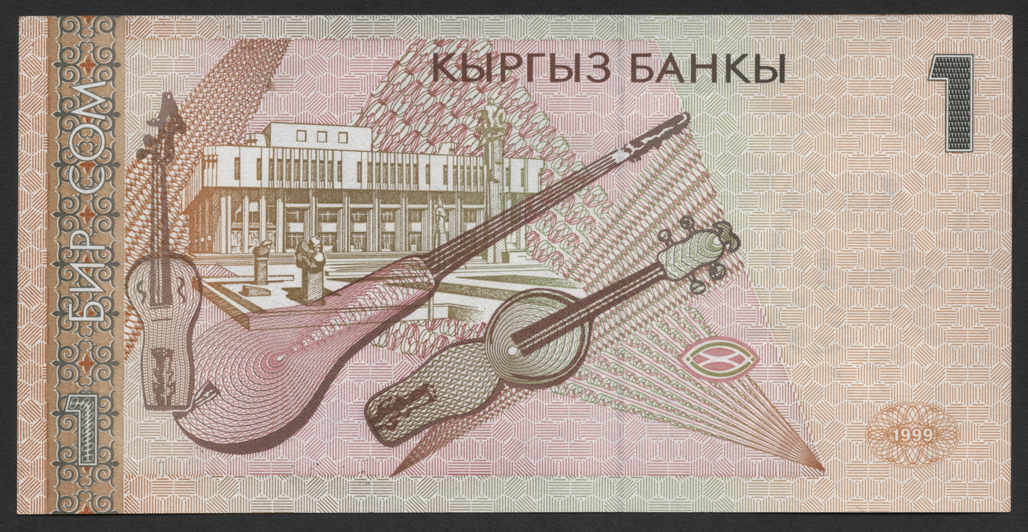 SCG1439 - Kyrgyzstan 1 Som Banknote – Kasim Tynystanov Portrait (1994 Issue)