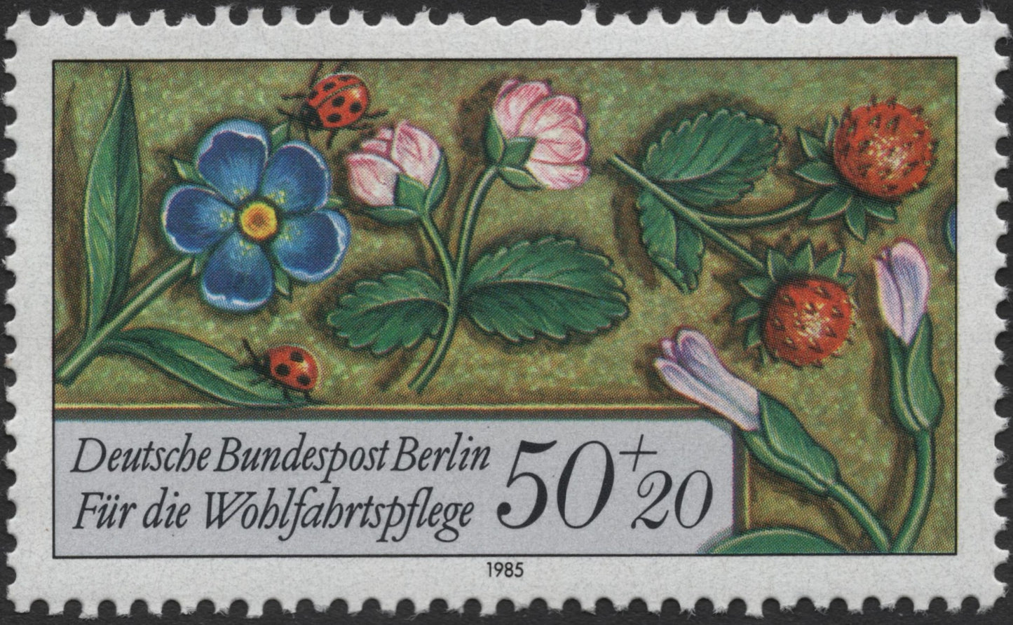 SCG1376 - Berlin Welfare Stamp 1985 – Wildflowers and Ladybugs .