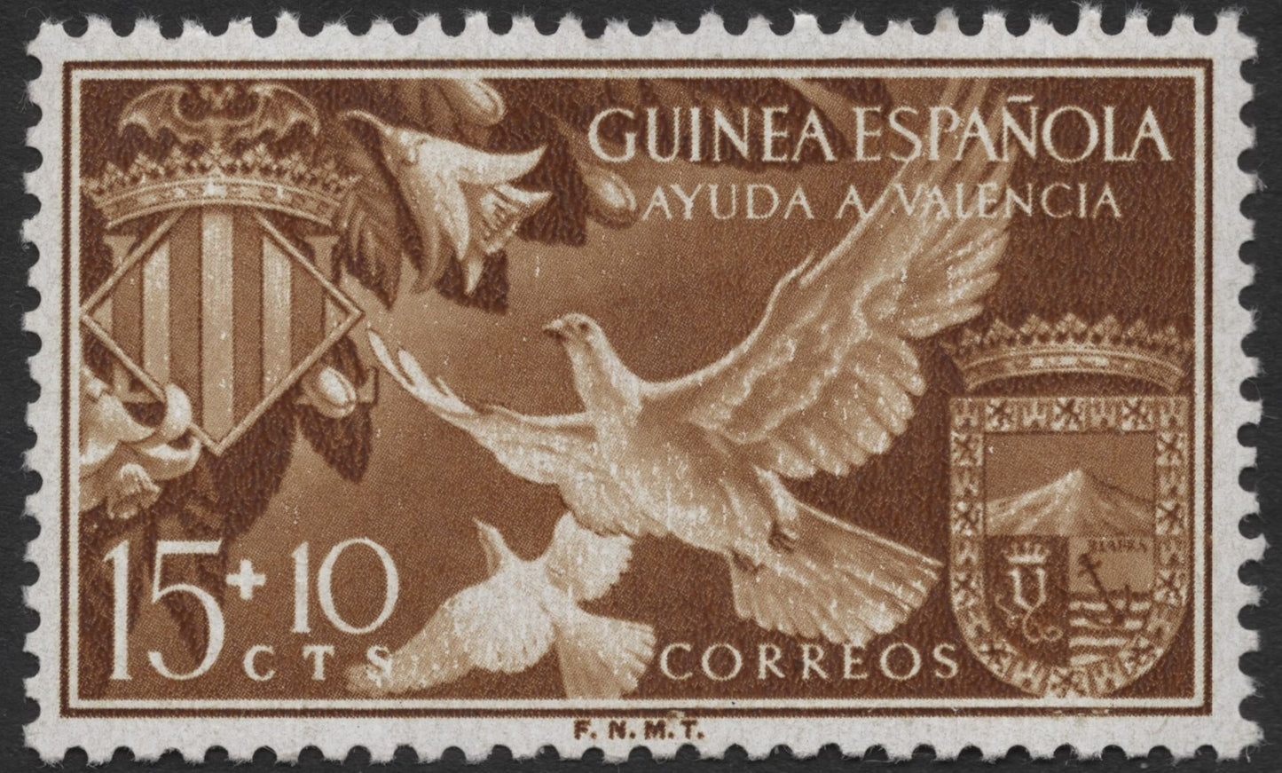 SCG1350 - Spanish Guinea 15+10c – Ayuda a Valencia (Doves of Peace)