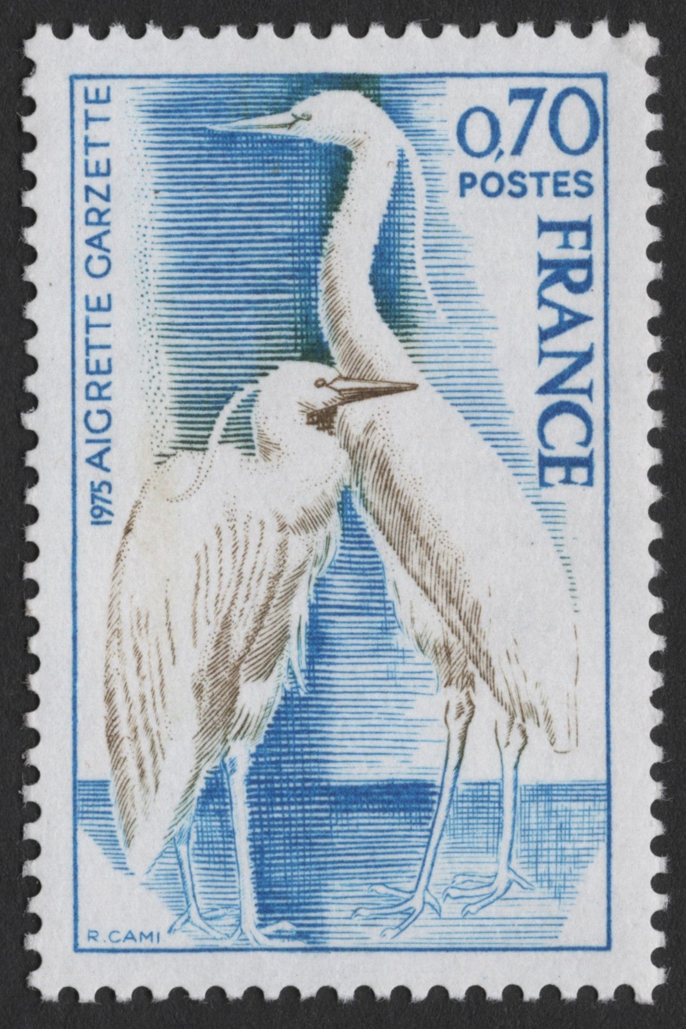 SCG1352 - France 1975 – 0.70 Fr Aigrette Garzette (Little Egret)