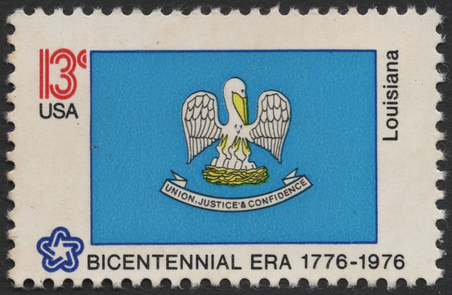 SCG1348 - USA 13¢ Bicentennial – Louisiana State Flag (1976)