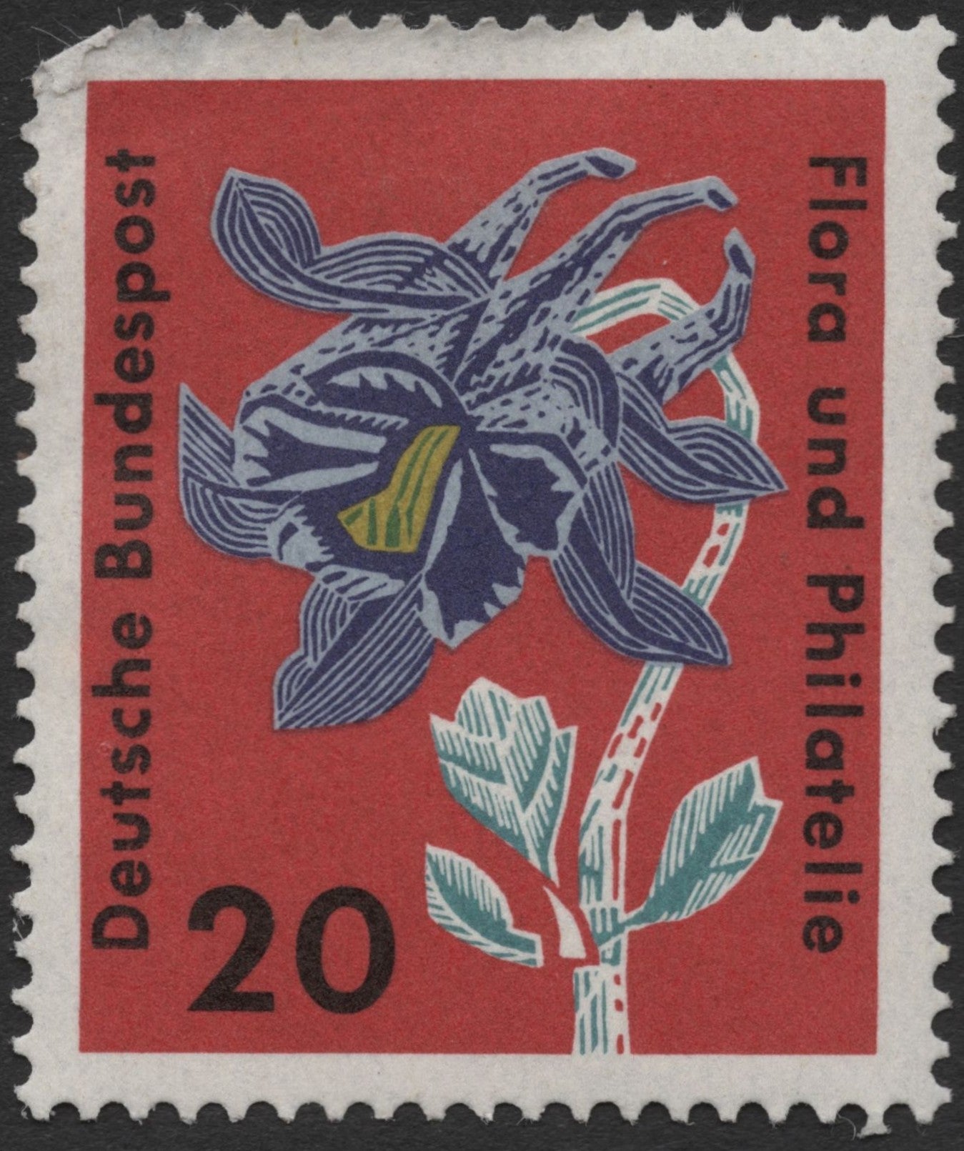 SCG1392 - Germany 1967 Flora and Philately Stamp – 20 Pfennig
