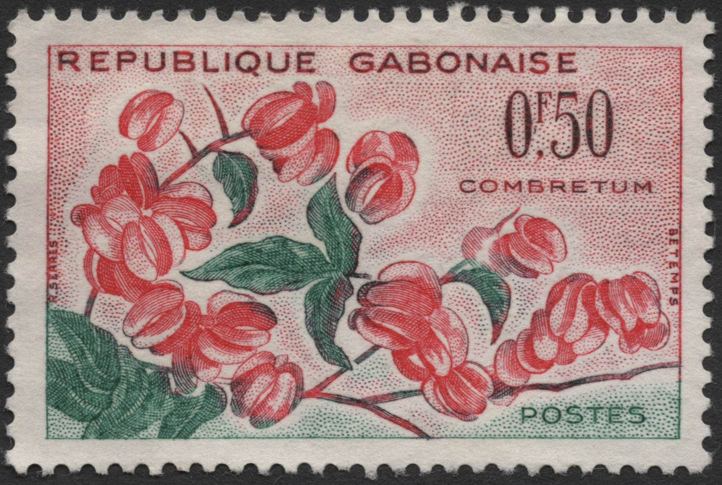 SCG1394 - Gabon 0.50F Combretum Flower Stamp