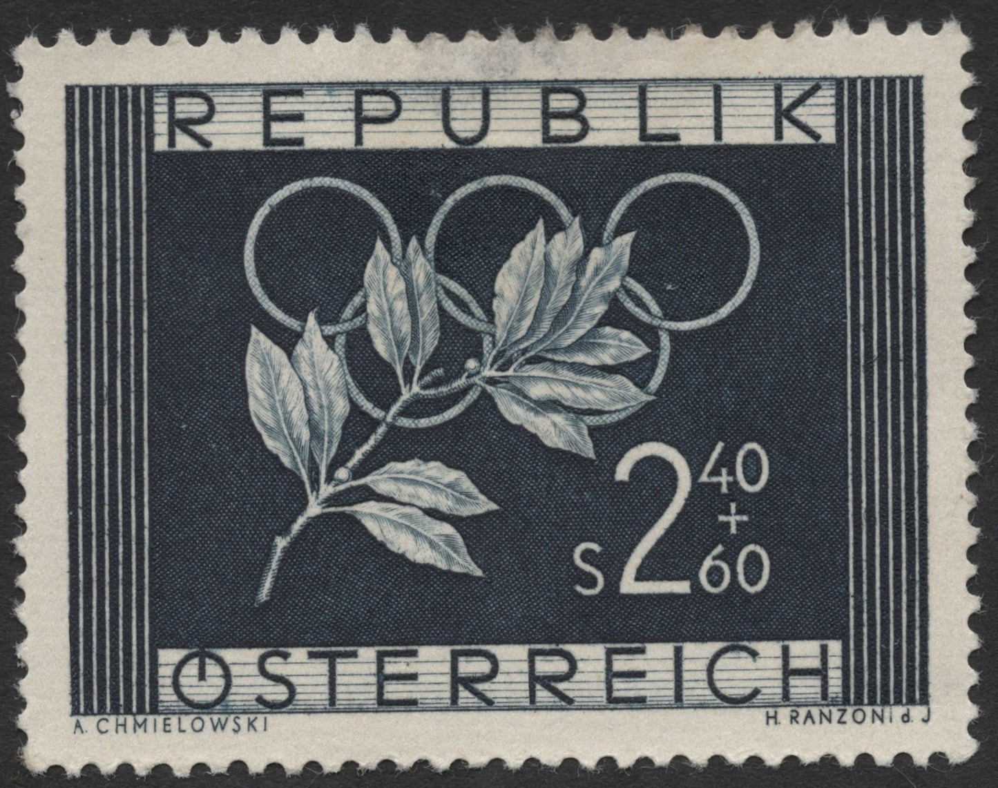 SCG1413 - Austria – Olympic Rings and Laurel Semi-Postal Stamp