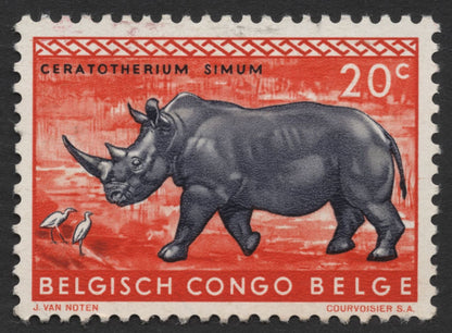 SCG1434 - Wildlife of Belgian Congo – Galago & White Rhinoceros