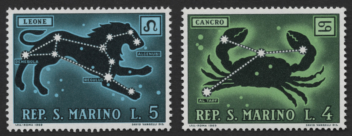 SCG1415 - San Marino 1969 – Zodiac Constellations (Leo & Cancer)